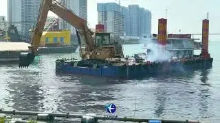 Amphibious Working Platform with Excavator | Stable Water Construction Solution