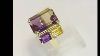 Natural Ametrine Amethyst Citrine Ring 8.50CT 14K Yellow Gold Size 6 - 32579