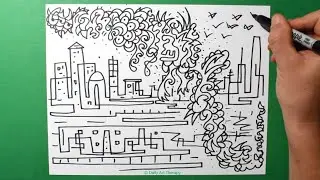 Intuitive Drawing #1 / City Parade / Soul Expressionism / Spontaneous Doodle / Daily Art Therapy