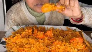 Spicy chicken 🍗 biryani with 2 leg pieces, let&rsquo;s eat with me SM