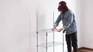 Multi-purpose 4 tiers adjustable metal wire kitchen microwave oven rack installation demonstration