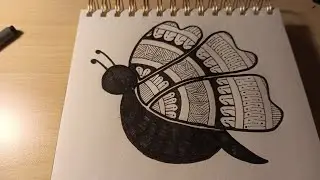 🦋 Patterned Butterfly Flow Zentangle | Calming Line Art for Relaxing Mindful Drawing