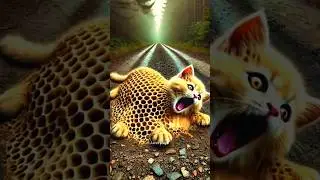 The bees 🐝 attack the cat 😱 #cat #bee #attack #catstory #story #viralvideo #ai