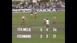 Entire 2nd Quarter - Rd 3 1977 Richmond v Sth Melbourne, at Lakeside Oval. Bob Davis and Peter Ewin.