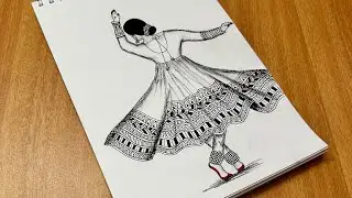 Kathak | Easy drawing | How to draw Mandala art of kathak classical dancer girl | Quick drawing
