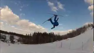 Frontflip 180 fail, skis