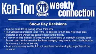 January 22, 2026 Ken-Ton Weekly Connection Video Update