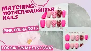 Парные ногти для мамы и дочки 💅🏻💖 Розовый горошек для моего магазина на Etsy #pressonnailsforsale...