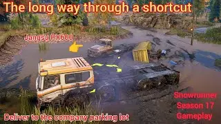 Snowrunner season 17 gameplay. The long way through a shortcut. Deliver to company parking lot