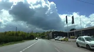 Driving On The D790 To The Petrol Station At, ZA Goasnel, Rostrenen, C&ocirc;tes d'Armor, Brittany, France