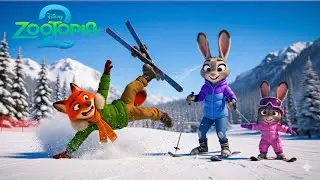 Oh NO! Nick Fell Skiing!😂 Judy, Nick & Violet Go Skiing | Zootopia 2
