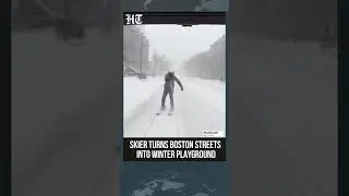 Watch: Skier Glides Through Snow-Covered Boston Streets | #shorts