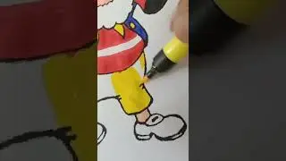 coloring noddy cartoon with brush pen #jaisharmaarts #youtubeshots #shorts