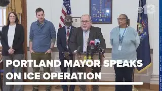 Portland Mayor Mark Dion delivers remarks as ICE ramps up operations in Maine