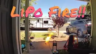 Fire! LiPo battery explodes!