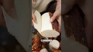 Cassava root prepared into chewy snack