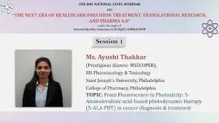 Session I: From Fluorescence to Photoxicity: 5-ALA PDT in cancer diagnosis & treatment
