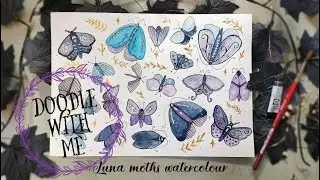 Doodle with me || 🌛20 Simple Watercolour Luna Moths🌜