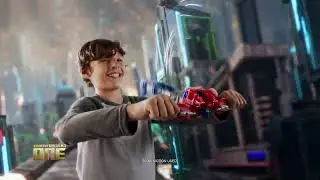 Robot Power Flip Optimus Prime sound and light effects from the movie Transformers One, commercial