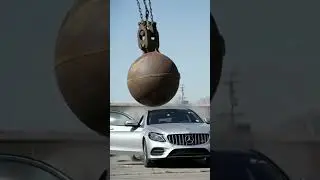 LuxuryDemolition | Wrecking ball strikes 🏗️⚙️🚗 on Grey Metallic Mercedes  #luxurydemolition