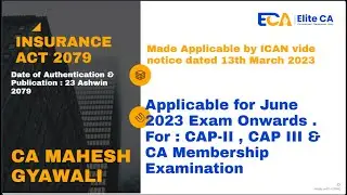 Insurance Act 2079 By CA Mahesh Gyawali | Elite CA | Part 3