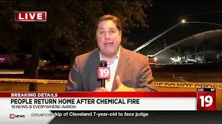 Akron Fire remains on the scene battling Thursday's HAZMAT fire