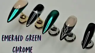 Emerald Blue Green Chrome Nails 💙💚