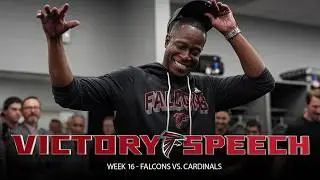Raheem Morris gives out game balls during postgame locker room speech | Falcons vs. Cardinals