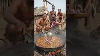 Rare Footage: Hadzabe Tribe Cooking Rhino | Authentic African Tribal Feast