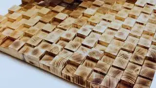 Holzbild Holzw&uuml;rfel Mosaik Wand Dekoration