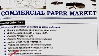 chapter -6 👉👉COMMERCIAL PAPER MARKET 👈👈 Financial Markets And Services // Commerce corner //
