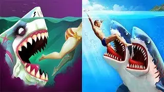HUNGRY SHARK WORLD vs DOUBLE HEAD SHARK ATTACK!!!