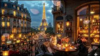 Romantic Cat Dinner in Paris with Smooth Jazz Instrumental Music for a Cozy Evening