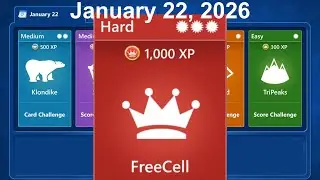 Microsoft Solitaire Collection - FreeCell January 22, 2026 - Hard / Schwer - Daily challenge