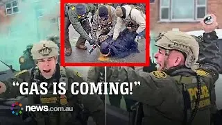 Border patrol boss lobs smoke grenade at ICE protestors