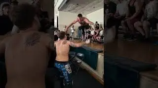 Warhorse dives off stage onto Jay Marston (Chicago Style Wrestling) [May 2025]