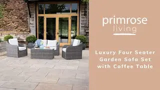 'Peony' Luxury Rattan 4 Seater Garden Sofa Set with Coffee Table in Stone by Primrose Living