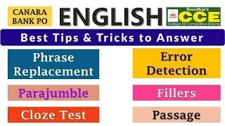 Canara Bank PO English MT 28 | Phrase Replacement, Parjumble, Cloze Test Tricks