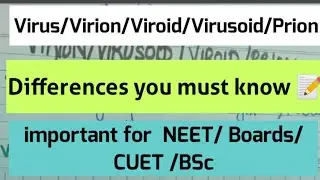 Virus/Virion/Virusoid/Prion/ Differences | Important for XII BOARDS/ NEET/DUET & Other med.entrances
