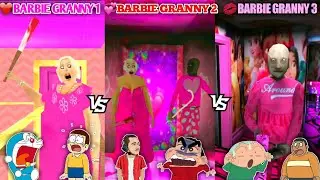 Horror Barbie Granny 1 Vs Barbie Granny 2 Vs Barbie Granny 3 With Doraemon Nobita Gian & Friends