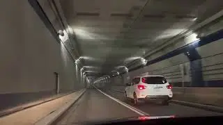 Driving through the Callahan Tunnel, Boston Massachusetts