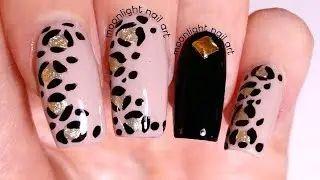 Easy Black and Gold Leopard Design Tutorial&ndash; by Moonlight Nail Art