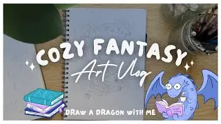 Cozy Fantasy Sketchbook Vlog | Drawing a Book Dragon 🐉