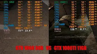 Сравнение производительности  i7 2600K 4500Мгц + GTX 1060 3gb vs 1080ti 11gb / тесты в 9 играх