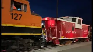BNSF GP60M 127 & (shoving platform) M930 CE-8 caboose 999718 (formerly ATSF 718) in San Diego, CA