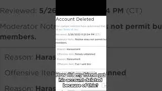 Why did he get his account deleted of this? 💀 #roblox #viral