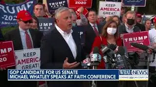 GOP candidate for US Senate Michael Whatley speaks at faith conference