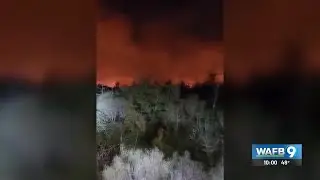 Wildfire burning near Gum Swamp Road in Livingston Parish