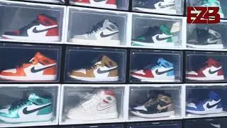 EZB - Magnetic Shoe Storage Box Drop Side/Front Sneaker Case Stackable Container XL