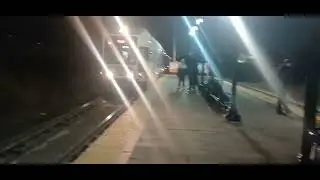 Hudson bergen light rail pulling into Danforth Avenue station 
